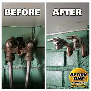Hot Cold Valves Before And After Option One Plumbing